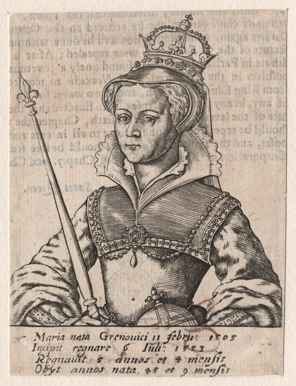 Mary I engraving (1618)