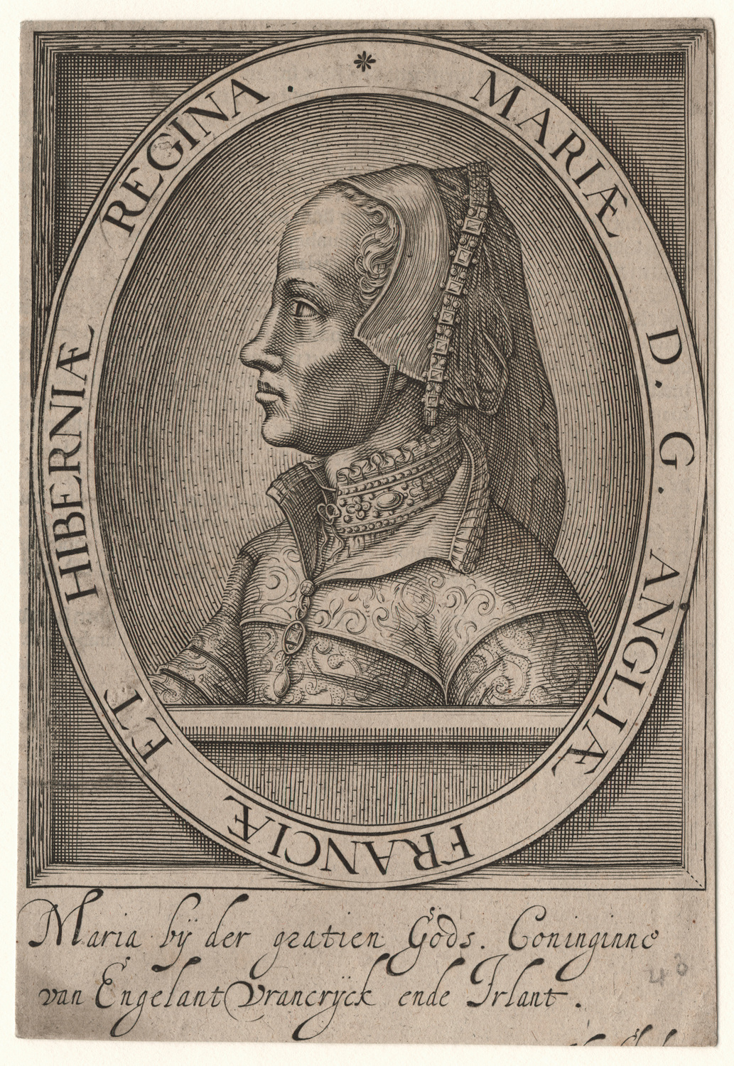 Mary I line engraving