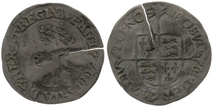 Silver ½ groat, 1554-58 Mary I