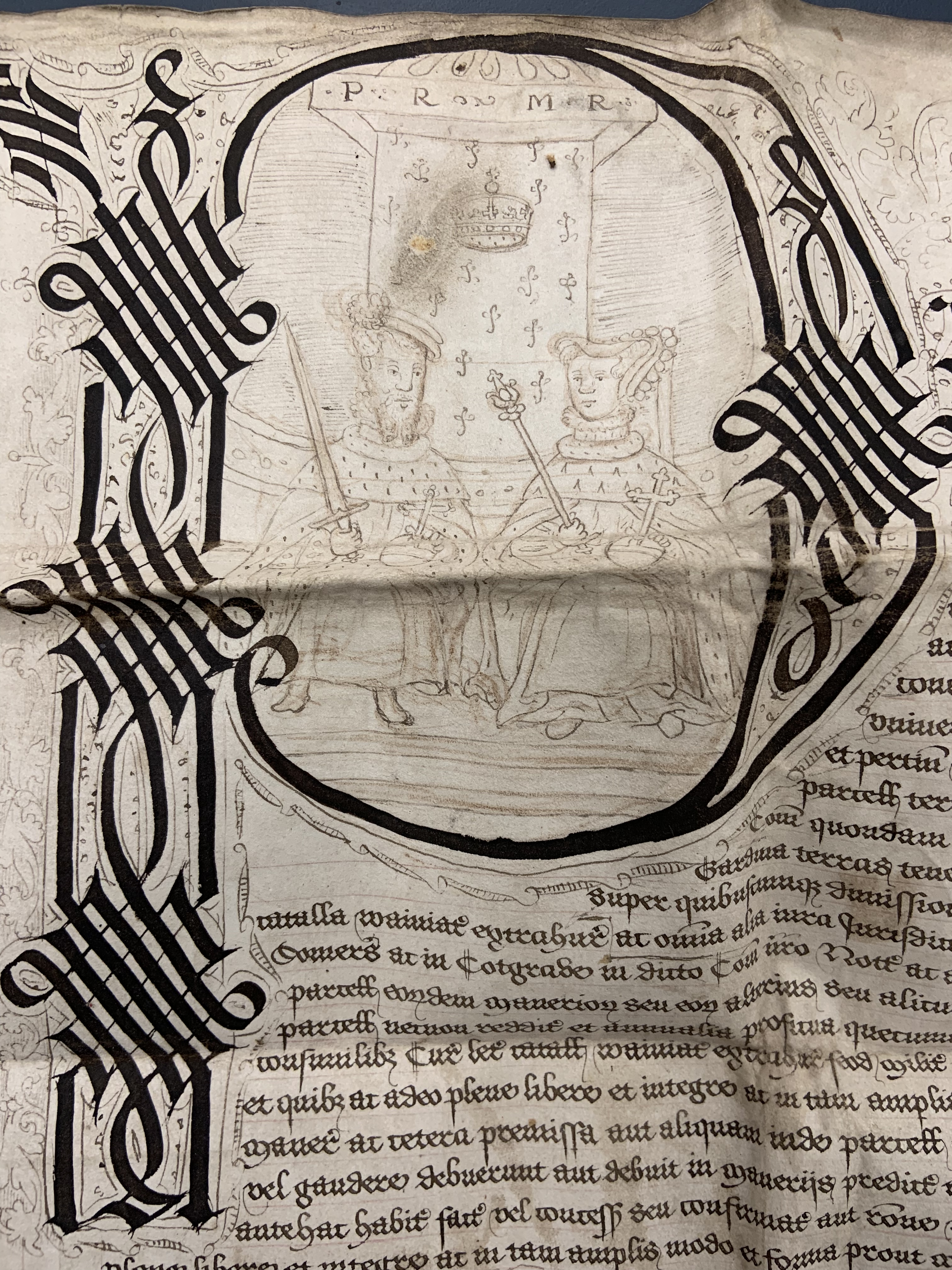 Grant depicting Queen Mary I and King Philip